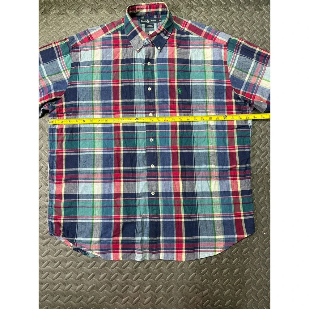 Polo Ralph Lauren Blaire Vintage Plaid Button Down Shirt Mens XL Short Sleeve
